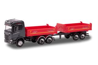 Herpa H0 Scania CR Tandem-Baukipper-Hängerzug Dreger (Sonderserie NRW)