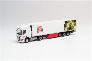 Herpa H0 Scania CR20 HD Kühlkoffer-Sattelzug, Müller/Spargel (Sonderserie Österreich)