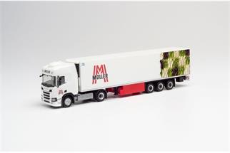 Herpa H0 Scania CR20 HD Kühlkoffer-Sattelzug, Müller/Spargel