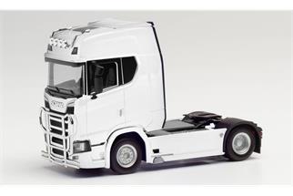 Herpa H0 Scania CS20 HD Zugmaschine mit Lampenbügel und Rammschutz, weiss