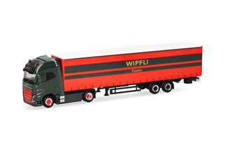 Herpa H0 Volvo FH GL XL 2020 Electric Gardinenplanen-Sattelzug, Wipfli