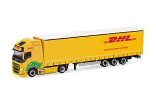 Herpa H0 Volvo FH GL XL Electric Lowlinergardinenplanen-Sattelzug, DHL