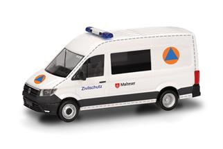 Herpa H0 VW Crafter Halbbus Hochdach, Malteser / Zivilschutz