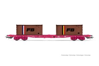 Jouef H0 SNCF Containertragwagen S70, 2x20'-Container FB, Ep. IV