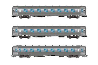 Jouef H0 SNCF Reisezugwagen-Set DEV Inox A8/A3B5/A5s, Ep. III, 3-tlg.