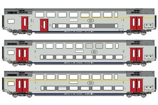 LS Models H0 (DC) SNCB Doppelstockwagen-Set M6 ADB/B/A, Ep. Vb, 3-tlg.