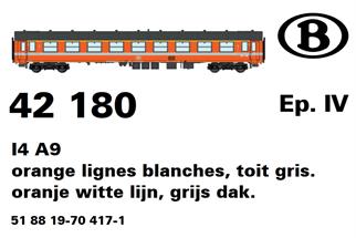 LS Models H0 SNCB Reisezugwagen I4 A9, orange C1, 1. Klasse, Ep. IV