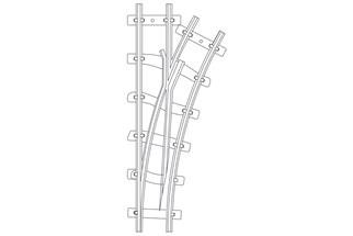 Minitrains H0e Weiche rechts, Radius 140 mm, 30°