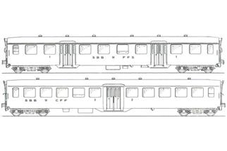 MW-Modell N SBB Leichtstahlwagen-Set, Ep. III, 2-tlg.