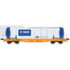 NME H0 Wascosa 48'-Container-Tragwagen Sgmmns, 45'-Container BASF blau, Ep. VI