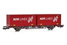 NMJ H0 CargoNet Containertragwagen Lgns 42 76 443 2415-9, NOR LINES