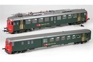 Piko H0 (DC Sound) SBB Triebwagen RBe 4/4 1447 + EW II BDt, 2-tlg.