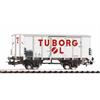 Piko H0 DSB gedeckter Güterwagen G02, Bier Tuborg, ohne Bremserhaus, Ep. III