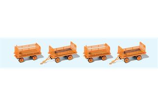Preiser H0 DB Anhänger zu Elektrokarre, orange, Bausatz (Inhalt: 4 Stk.)