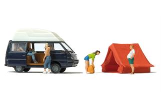 Preiser H0 Mitsubishi L 300 Camping mit Zubehör