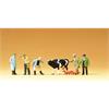 Preiser TT Personen beim Viehhandel mit Kuh und Hunden