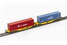 PT Trains H0 CLIP Doppel-Containertragwagen Sggmrss, K Line/NYK