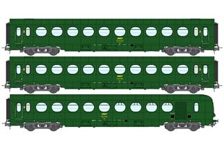 REE H0 (DC) SNCF Personenwagen-Set Saucisson B10/B10/B5d, Ep. IV, 3-tlg.