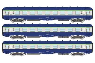 REE H0 SNCF Liegewagen-Set DEV AO B9c9, blau/grau, Ep. IV-V, 3-tlg.