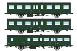 REE H0 SNCF Reisezugwagen-Set SO B6t/B6t/B4Dq, grün, Ep. IIIa, 3-tlg.