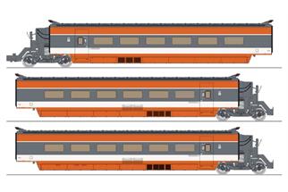 REE Modèles H0 (DC) SBB/SNCF Hochgeschwindigkeitszug-Ergänzungsset 1 TGV PSE N°112, 3-tlg.