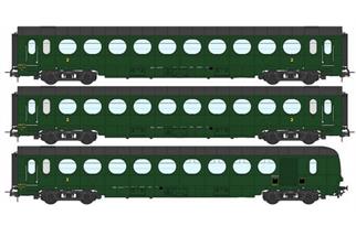 REE Modèles H0 (DC) SNCF Personenwagen-Set Saucisson B10/B10/B5d, Ep. IIIb, 3-tlg.