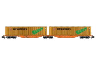 REE Modèles N WASCOSA Container-Doppeltragwagen Sggmrss, Containerships Magnum