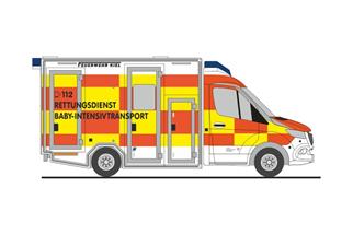 Rietze H0 GSF RTW '18, Feuerwehr Kiel - Baby-Intensivtransport