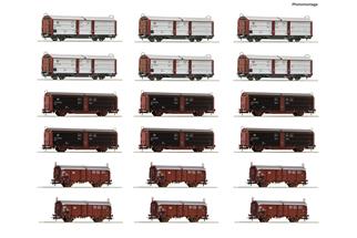 Roco H0 (DC) DB Display: Rangierbahnhof/Schiebedach-/Schiebewandwagen 18-tlg. Display