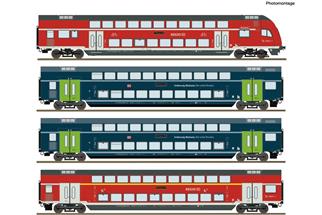 Roco H0 (DC Digital) DB AG Doppelstockwagen-Grundset, Schleswig-Holstein, Ep. VI, 4-tlg.