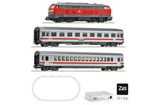 Roco H0 (DC Digital) DB AG Startset BR 218 mit Intercity, Roco Line mit Bettung