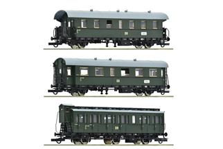 Roco H0 DR Personenwagen-Set 2 Nebenbahnzug, Ep. III, 3-tlg.