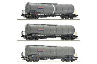 Roco H0 NACCO Kesselwagen-Set Zacns, Ep. VI, 3-tlg.