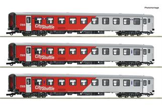 Roco H0 ÖBB Nahverkehrswagen-Set Bmpz-l, CityShuttle, Ep. VI, 3-tlg.