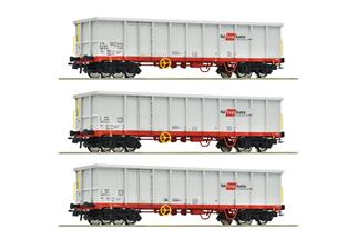 Roco H0 RailCargoWagon Hochbordwagen-Set Eanos, RailCargoAustria, Ep. VI, 3-tlg.