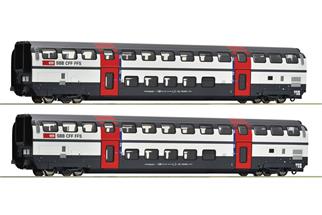 Roco H0 SBB Doppelstockwagen-Set 1 IC2000 B, 2. Klasse, Ep. V-VI, 2-tlg.
