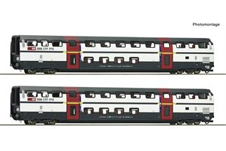 Roco H0 SBB Doppelstockwagen-Set IC2000 A, 1. Klasse, Ep. V-VI, 2-tlg.