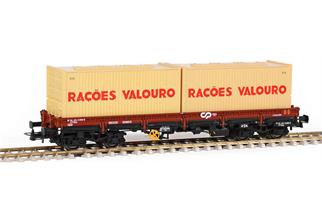 Sudexpress H0 CP Niederbordwagen Sgs, 2x20'-Container Racoes Valouro, Ep. IV