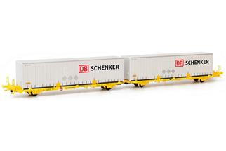 Sudexpress H0 Transfesa Doppel-Containerwagen Laagrss gelb, DB SCHENKER