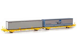 Sudexpress H0 Transfesa Doppel-Containerwagen Laagrss gelb, SESÉ/CIMAR