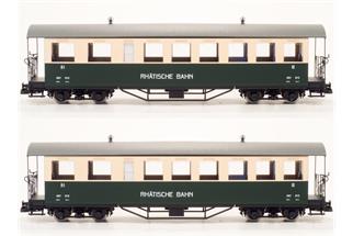 Train Line 45 IIm RhB Vierachs-Plattformwagen-Set ABC 616/617, grün/beige, 2-tlg.