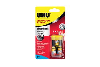 UHU Sekundenkleber Minis Gel (Inhalt: 3 x 1 g)
