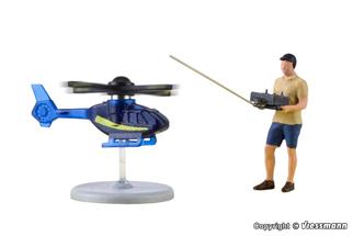 Viessmann H0 eMotion Hobbypilot mit ferngesteuertem Hubschrauber