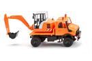 Wiking H0 Unimog mit Bagger, kommunalorange