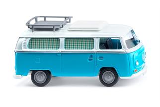 Wiking H0 VW T2 Campingbus, eisblau/weiss